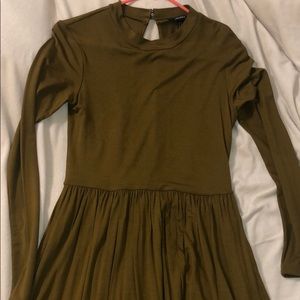 F21 Brown Long sleeve dress, open back